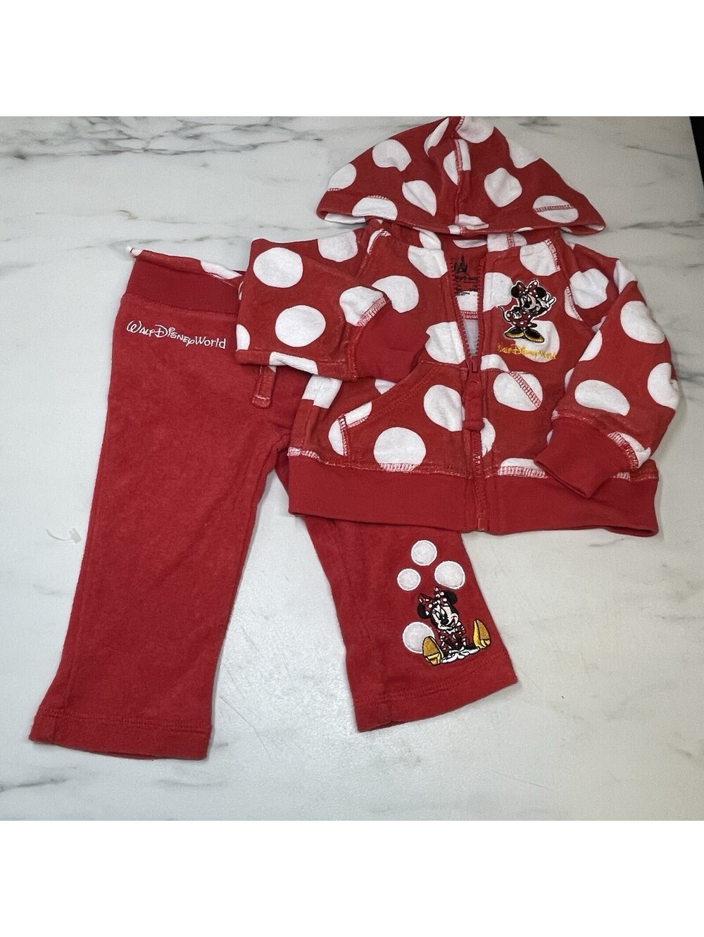 Disney Junior Girls Minnie Mouse Red White Polka Dot Hooded Terry Swim Cover 3 M